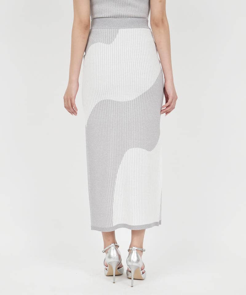 カーブアートラメロングタイトスカート 詳細画像 オフホワイト 3