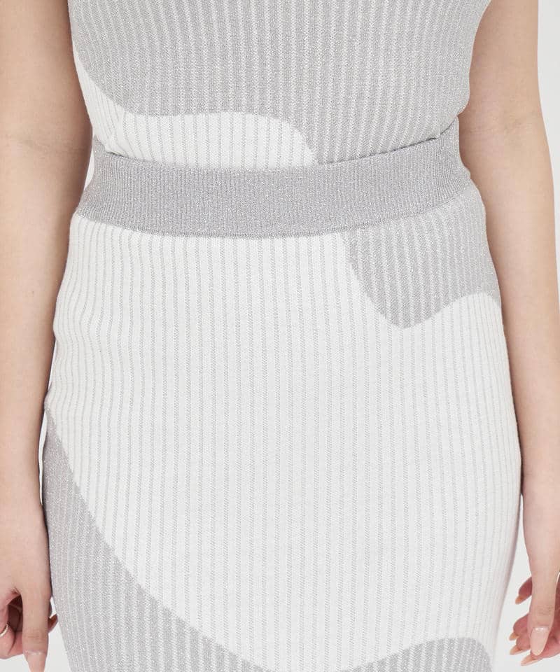 カーブアートラメロングタイトスカート 詳細画像 オフホワイト 4