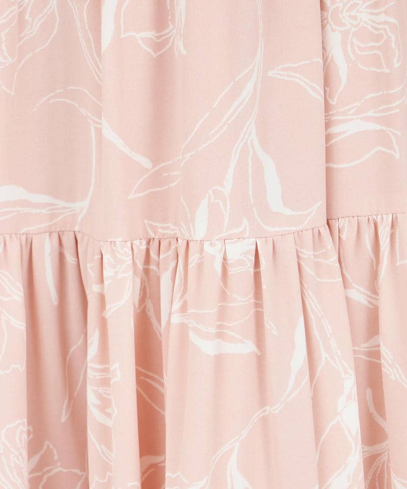 【丈が選べる】ラインフラワー柄マキシワンピース 詳細画像 ピンク 10