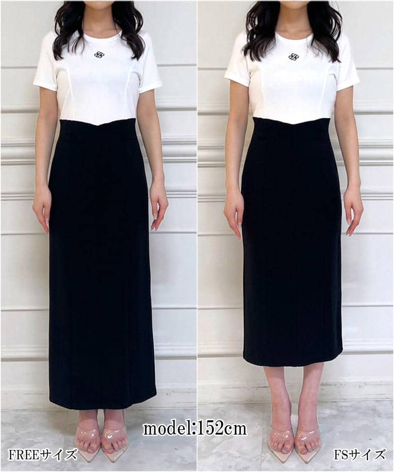 【丈が選べる】エンブレム刺しゅうカットタイトワンピース 詳細画像 ブルー 11