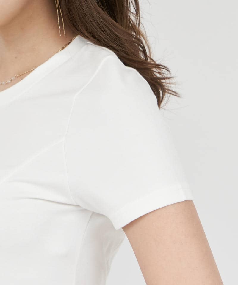 【丈が選べる】エンブレム刺しゅうカットタイトワンピース 詳細画像 ブルー 5