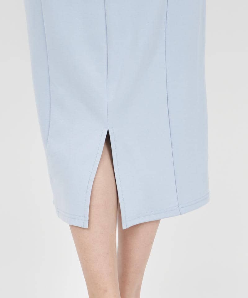 【丈が選べる】エンブレム刺しゅうカットタイトワンピース 詳細画像 ブルー 9