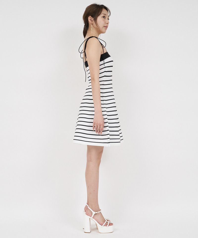 【丈が選べる】配色ベアフレアミニワンピース 詳細画像 イエロー 2