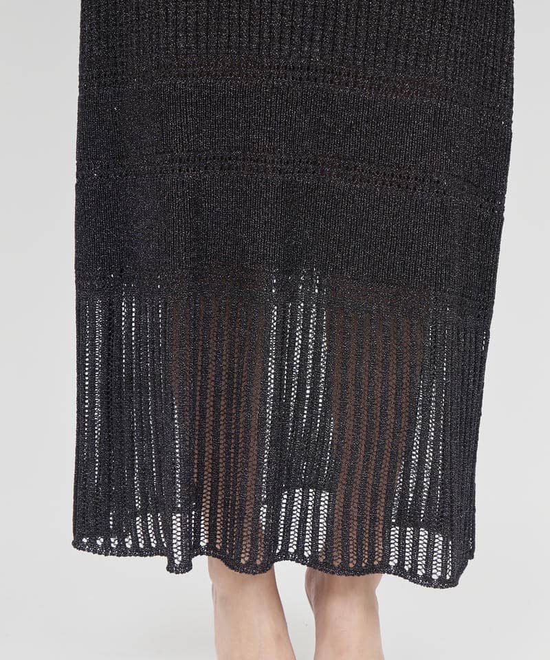 透かし編みニットマキシワンピース 詳細画像 ブラック 5