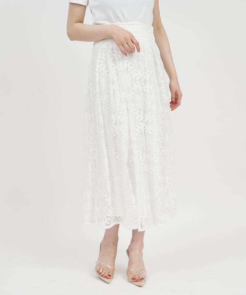 ラメレースフレアスカート 詳細画像 オフホワイト 1