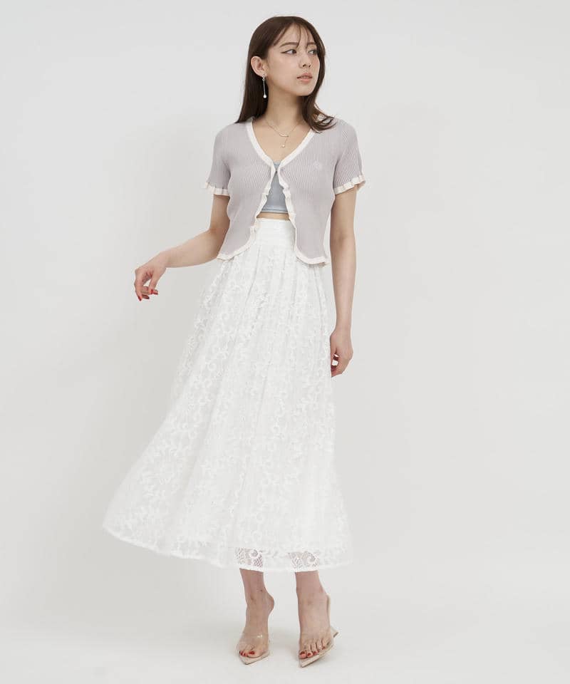 ラメレースフレアスカート 詳細画像 オフホワイト 2