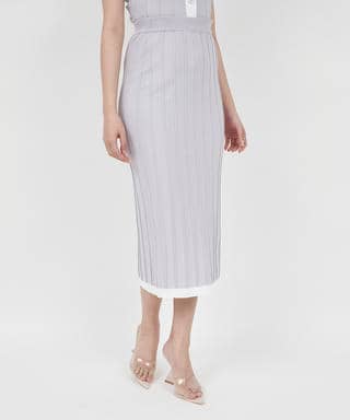 配色タイトニットスカート