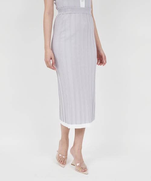 配色タイトニットスカート 詳細画像