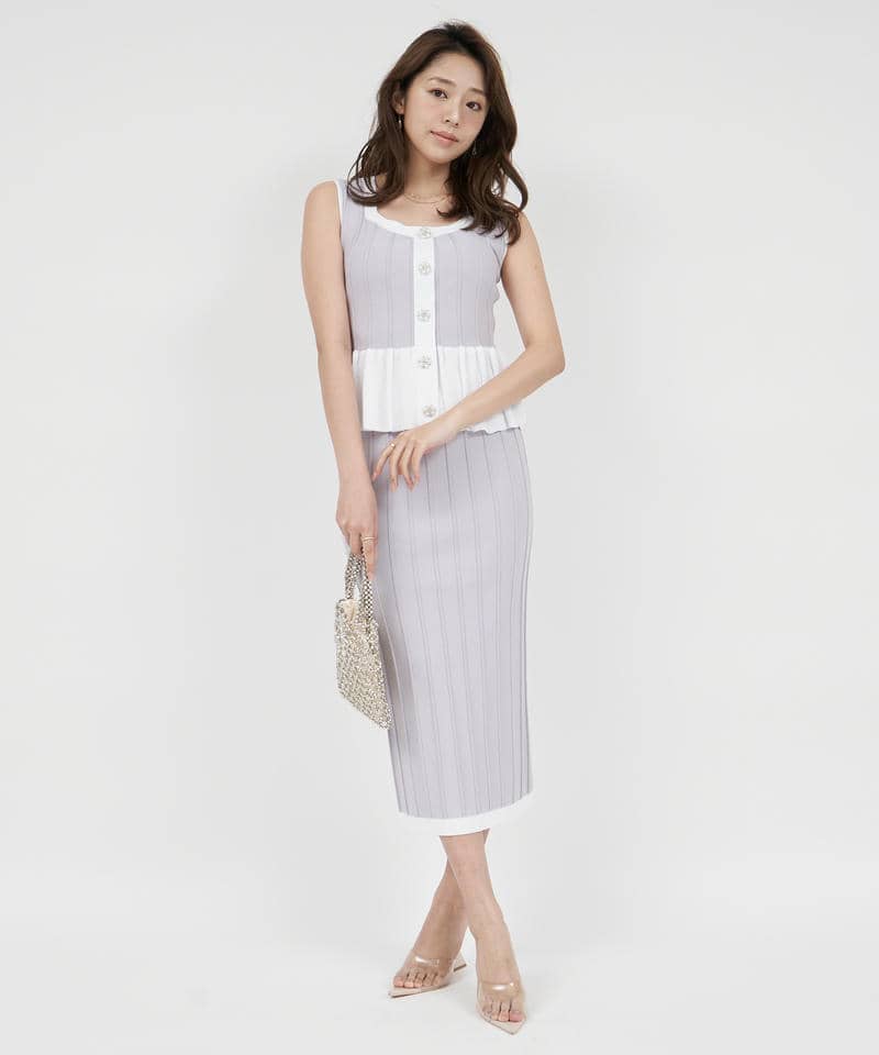 配色タイトニットスカート 詳細画像 パープル 7