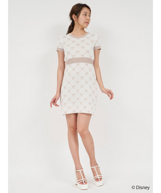 【さりげなミッキー】配色ジャガードニットミニワンピース