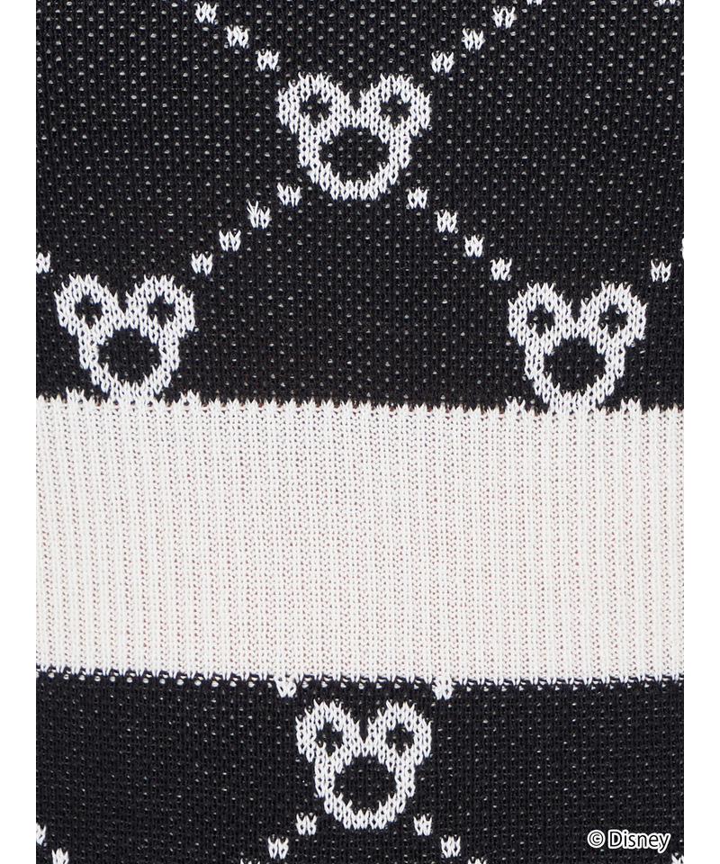 【さりげなミッキー】配色ジャガードニットミニワンピース 詳細画像 ブラック 6