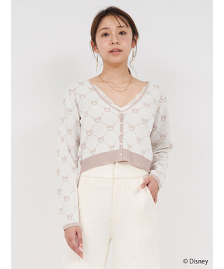 【さりげなミッキー】配色ジャガードニットカーディガン