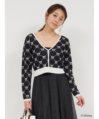 【さりげなミッキー】配色ジャガードニットカーディガン