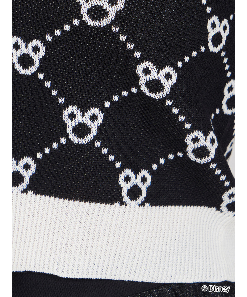 【さりげなミッキー】配色ジャガードニットカーディガン 詳細画像 ブラック 6