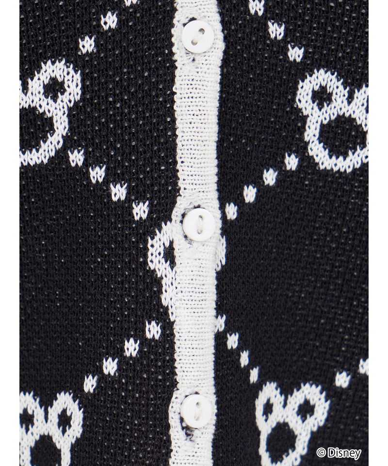 【さりげなミッキー】配色ジャガードニットカーディガン 詳細画像 ブラック 7