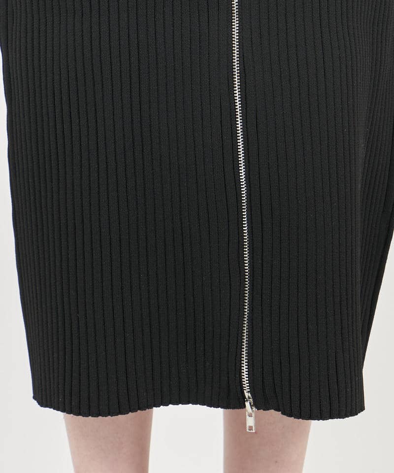 【丈が選べる】ダブルZIPオフショルタイトニットワンピース 詳細画像 ブラック 5