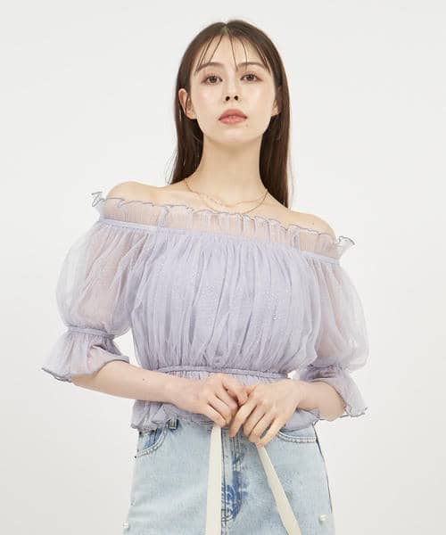 ラメチュールオフショルトップス 詳細画像