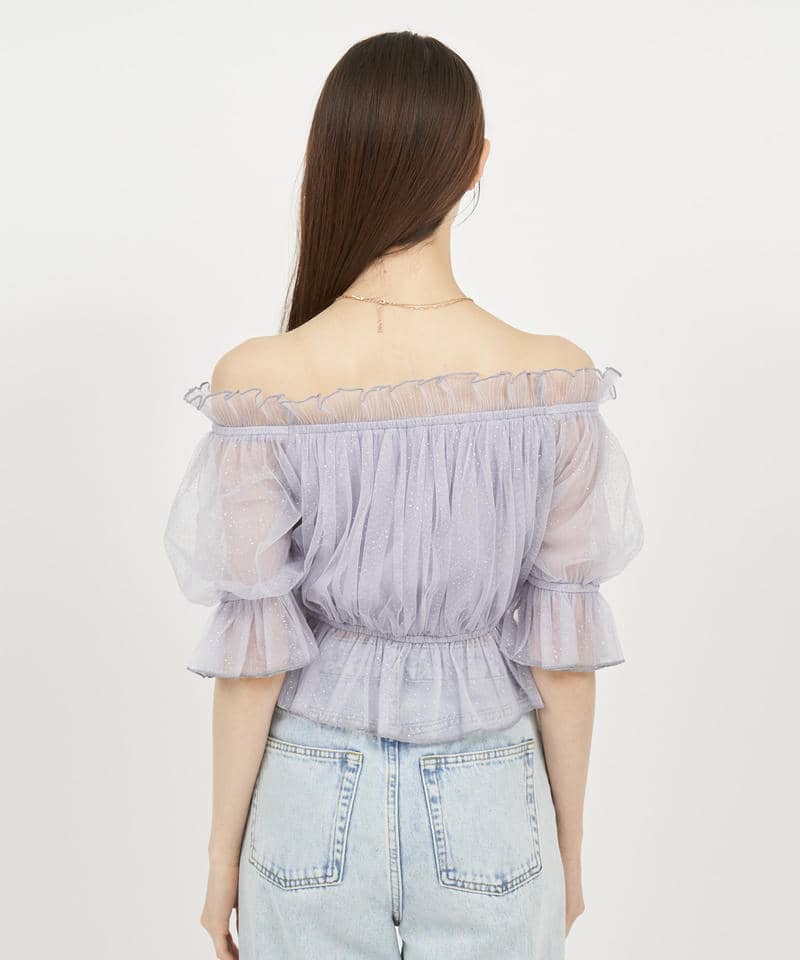 ラメチュールオフショルトップス 詳細画像 グレー 3