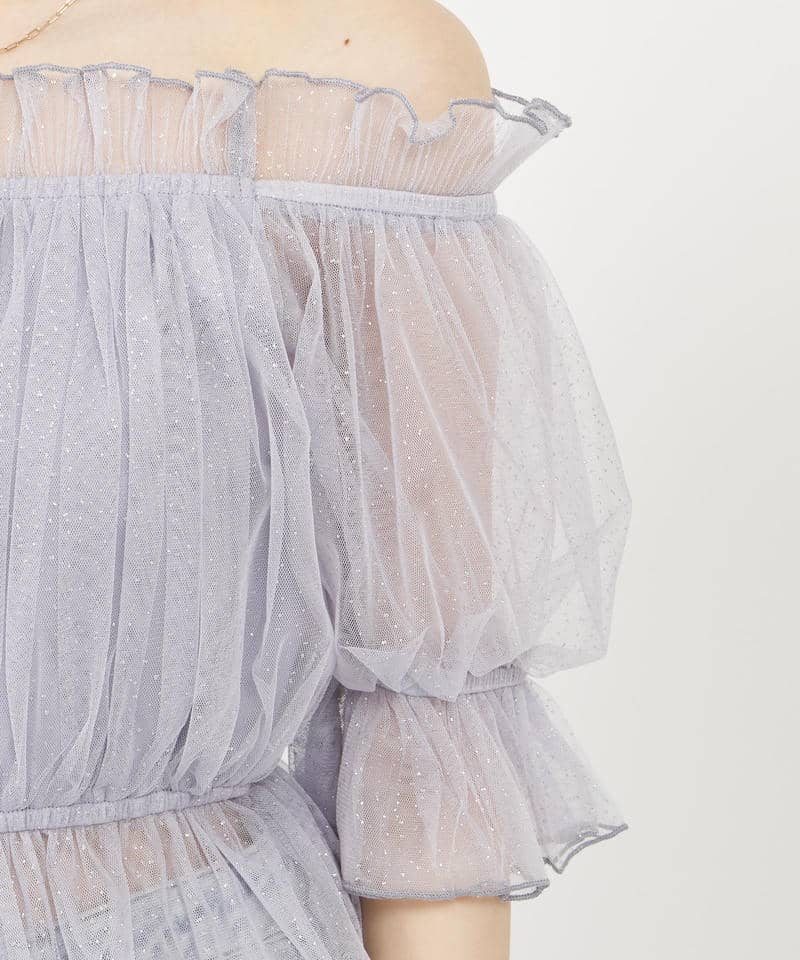 ラメチュールオフショルトップス 詳細画像 グレー 5