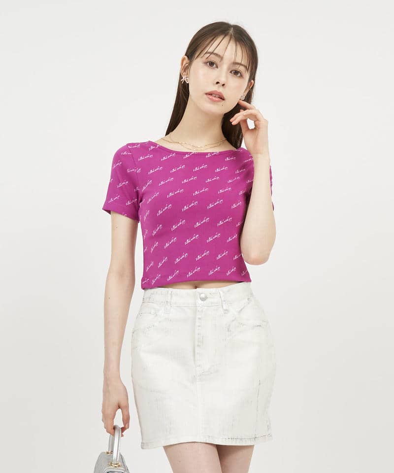 レタリングコンパクトカットソー 詳細画像 ピンク 1