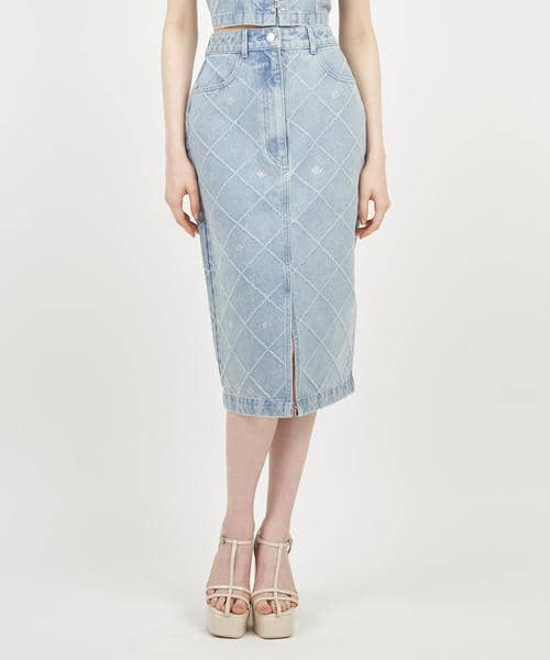 デザインデニムタイトスカート 詳細画像