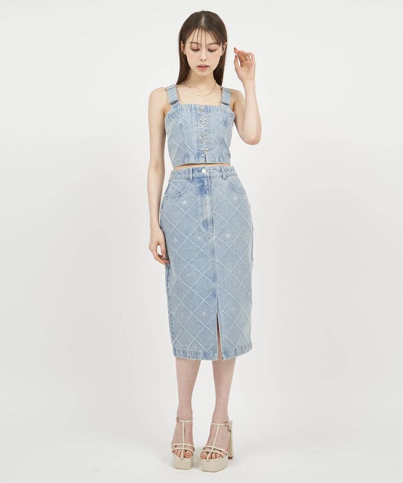 デザインデニムタイトスカート 詳細画像 ブリーチ 2