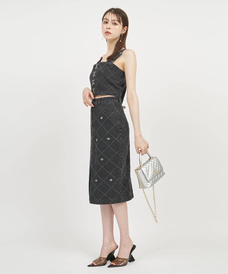 デザインデニムタイトスカート 詳細画像 ブラックデニム 7