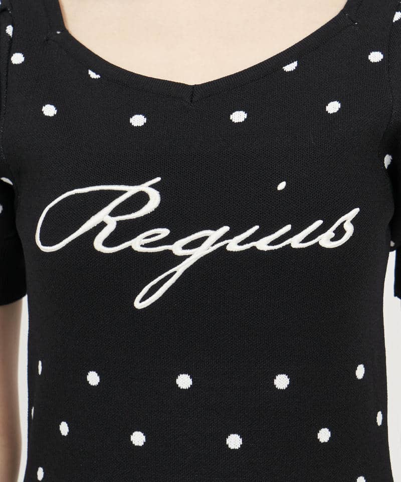 パフスリロゴ刺しゅうニットミニワンピース 詳細画像 ドット 5