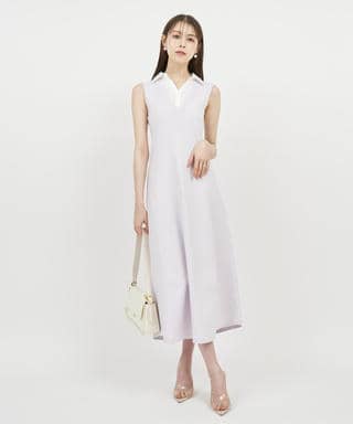 【丈が選べる】ビジュー衿付ニットワンピース