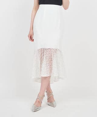 パールシアーヘムマーメイドスカート