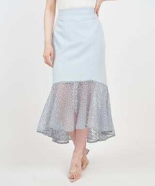 パールシアーヘムマーメイドスカート