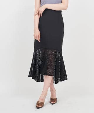 パールシアーヘムマーメイドスカート