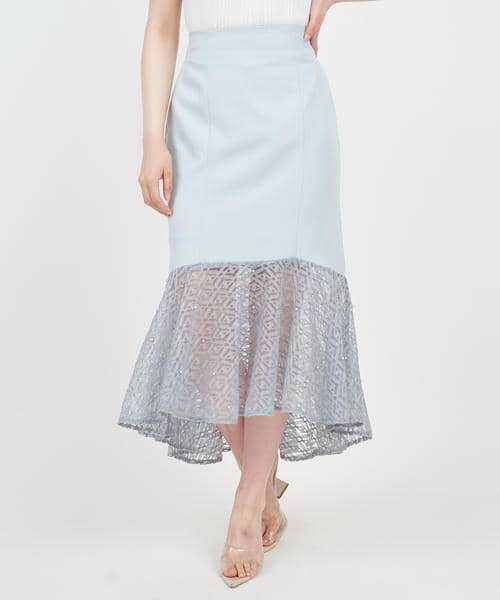 パールシアーヘムマーメイドスカート 詳細画像