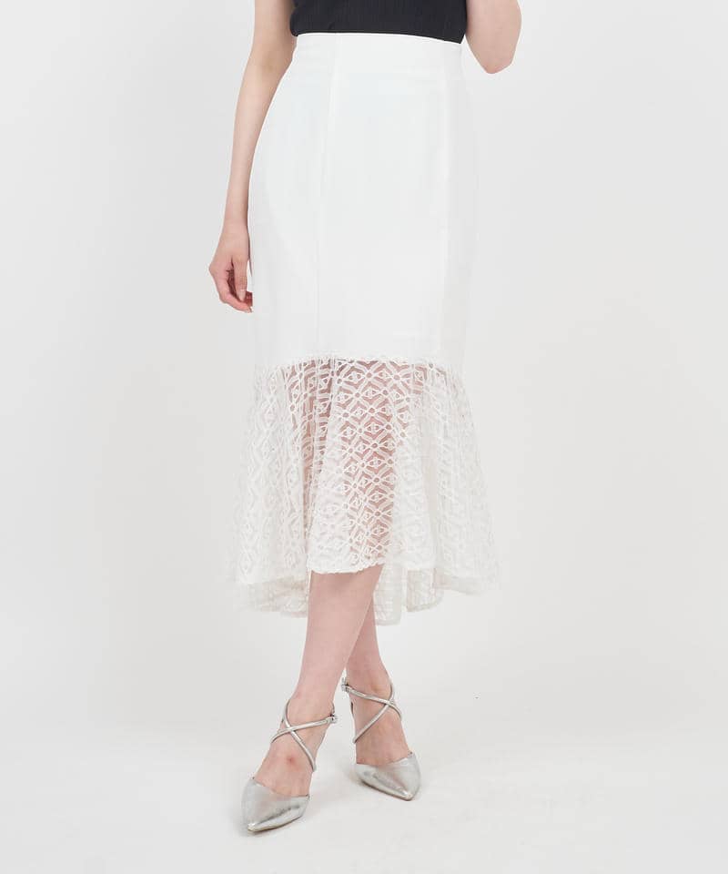 パールシアーヘムマーメイドスカート 詳細画像 オフホワイト 1