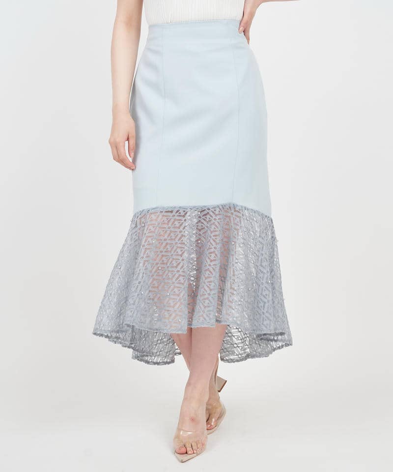 パールシアーヘムマーメイドスカート 詳細画像 ブルー 1
