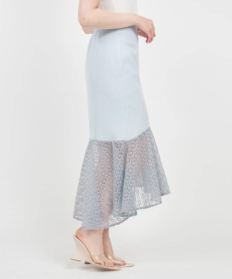 パールシアーヘムマーメイドスカート 詳細画像 ブルー 2