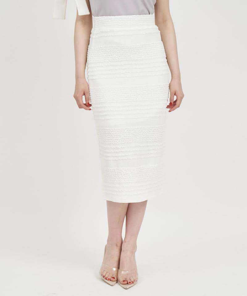 ジャガードカットタイトスカート 詳細画像 オフホワイト 1