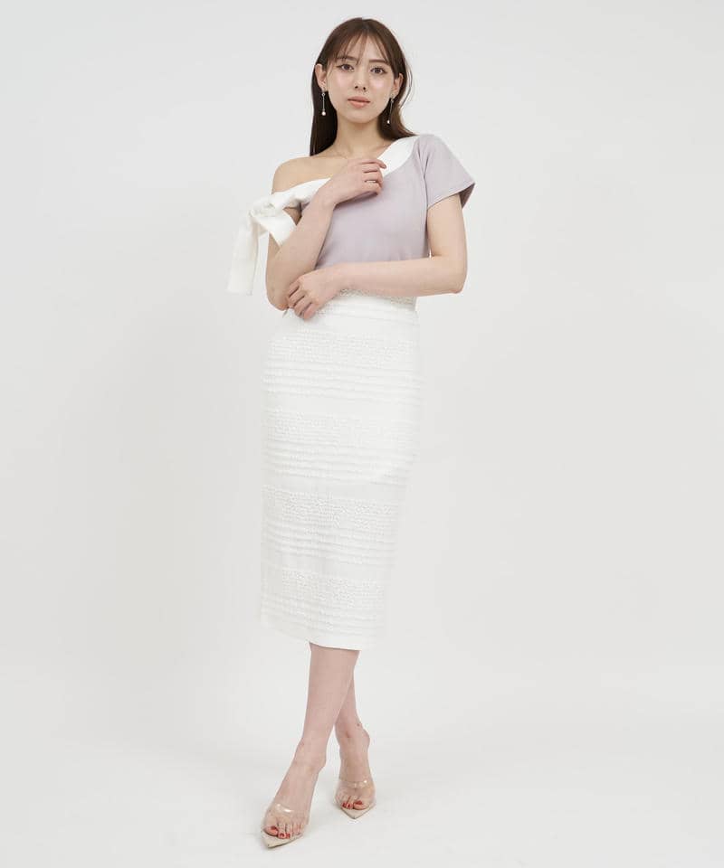 ジャガードカットタイトスカート 詳細画像 オフホワイト 2