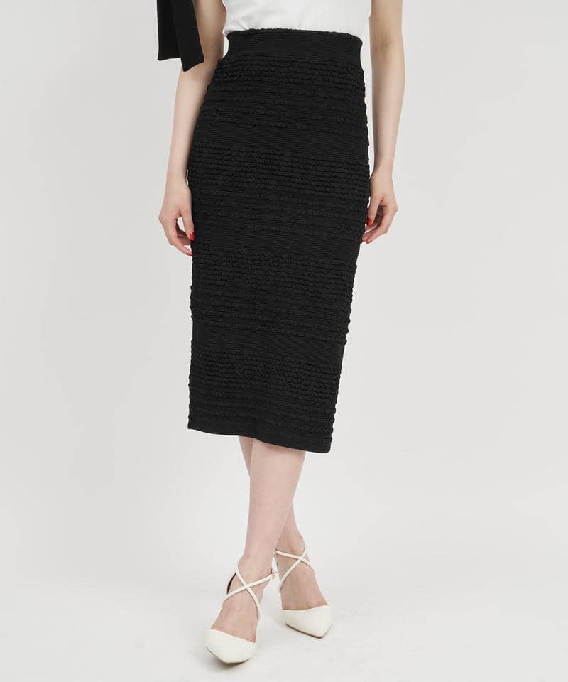 ジャガードカットタイトスカート 詳細画像 ブラック 1