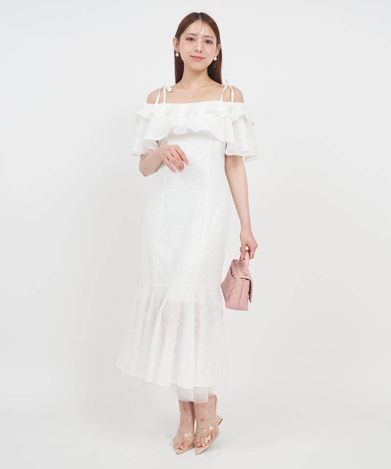 ラッフルフリルオフショルマーメイドワンピース 詳細画像 オフホワイト 1