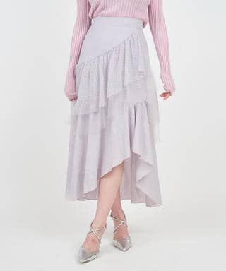 ドットチュールラッフルイレヘムスカート