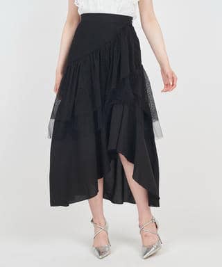 ドットチュールラッフルイレヘムスカート