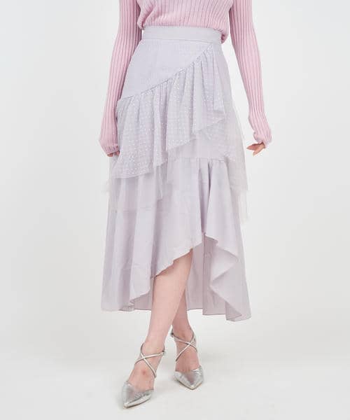 ドットチュールラッフルイレヘムスカート 詳細画像