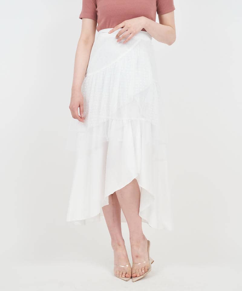 ドットチュールラッフルイレヘムスカート 詳細画像 オフホワイト 1