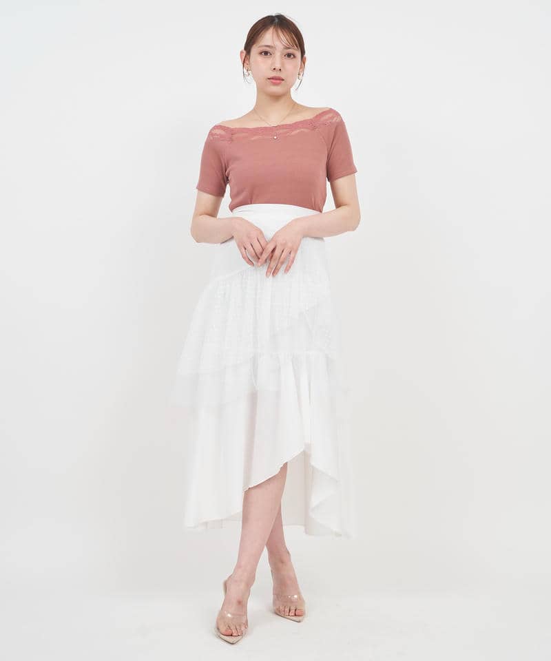 ドットチュールラッフルイレヘムスカート 詳細画像 オフホワイト 2