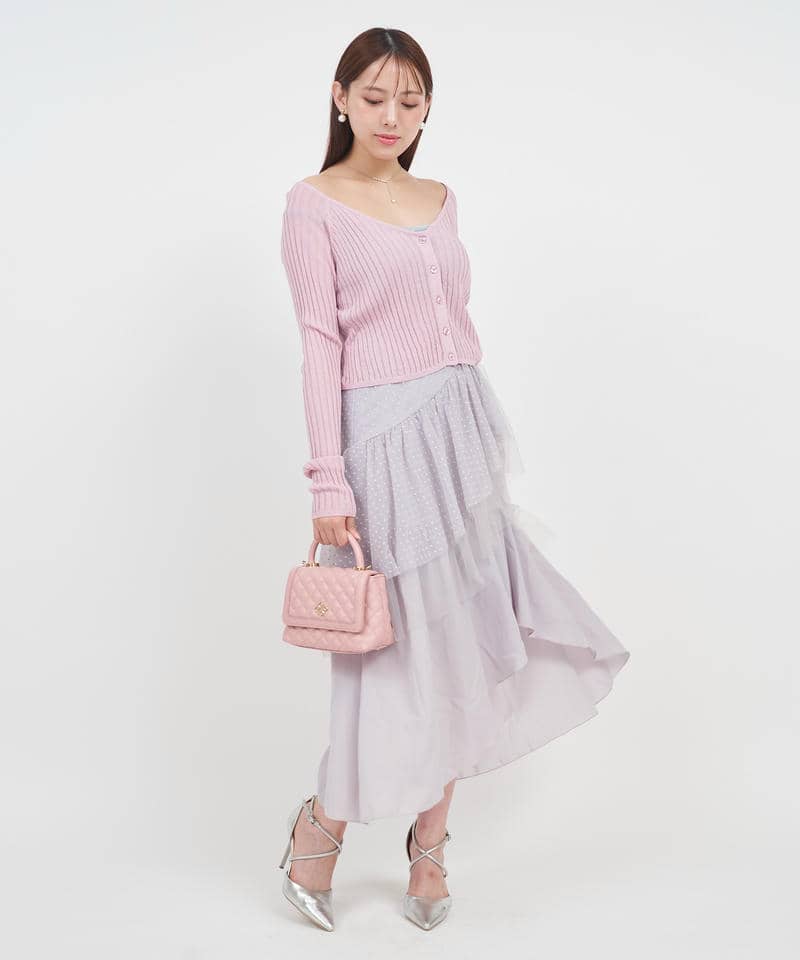 ドットチュールラッフルイレヘムスカート 詳細画像 ライトグレー 2