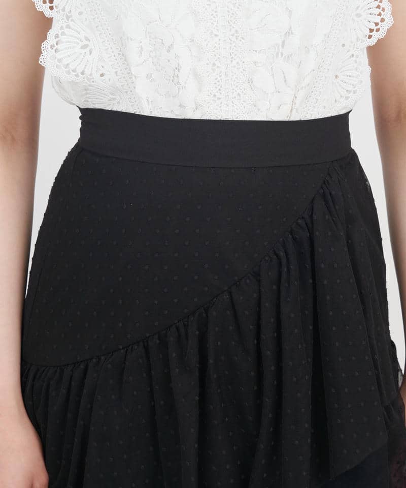 ドットチュールラッフルイレヘムスカート 詳細画像 ブラック 4
