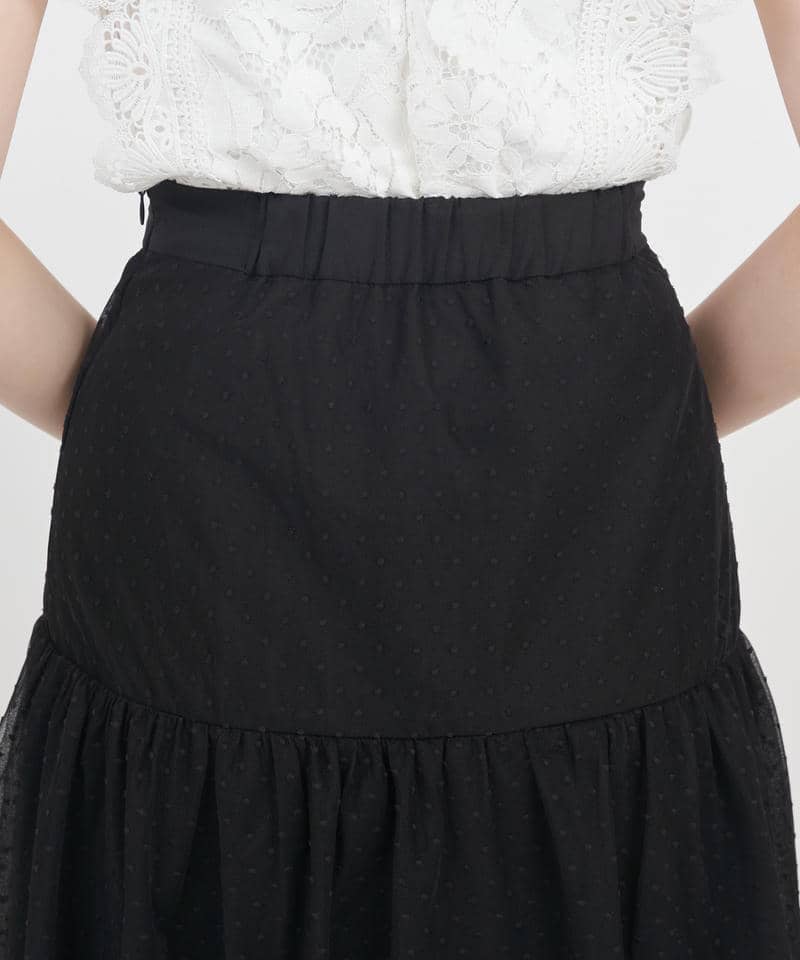 ドットチュールラッフルイレヘムスカート 詳細画像 ブラック 7