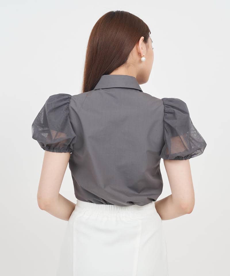 パフスリチュールシャツブラウス 詳細画像 グレー 3