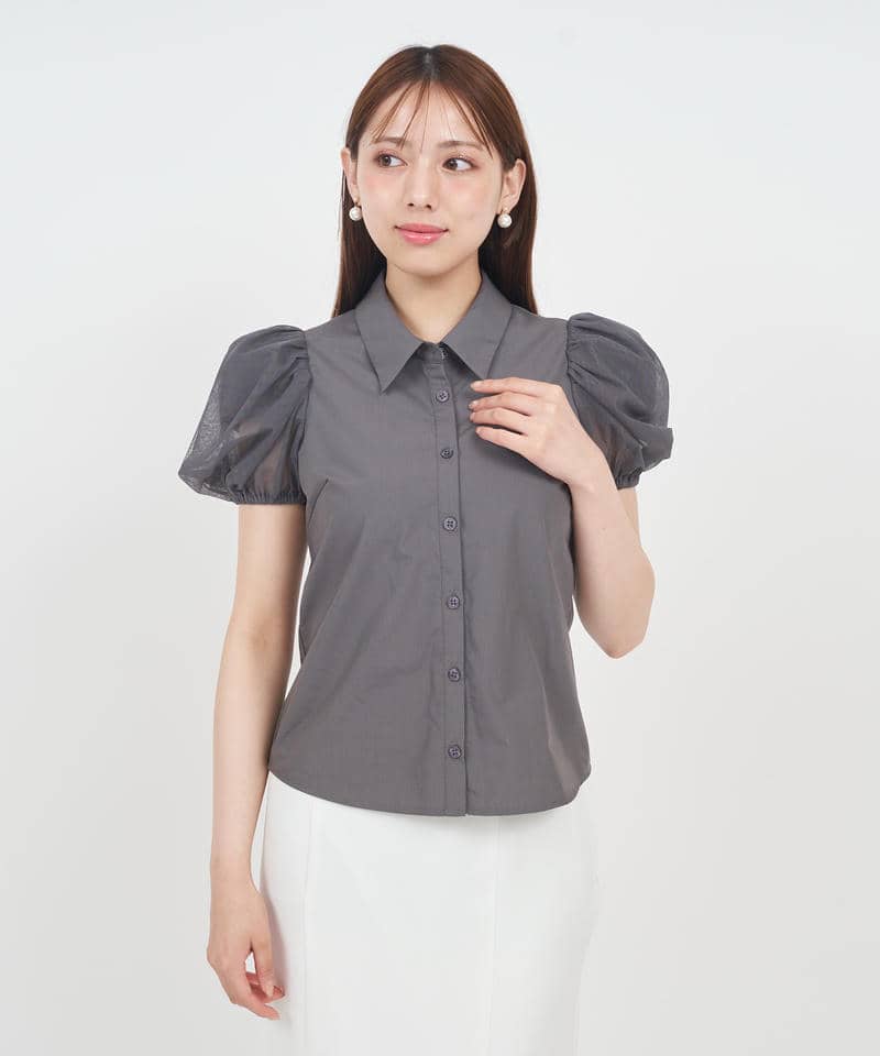 パフスリチュールシャツブラウス 詳細画像 グレー 6